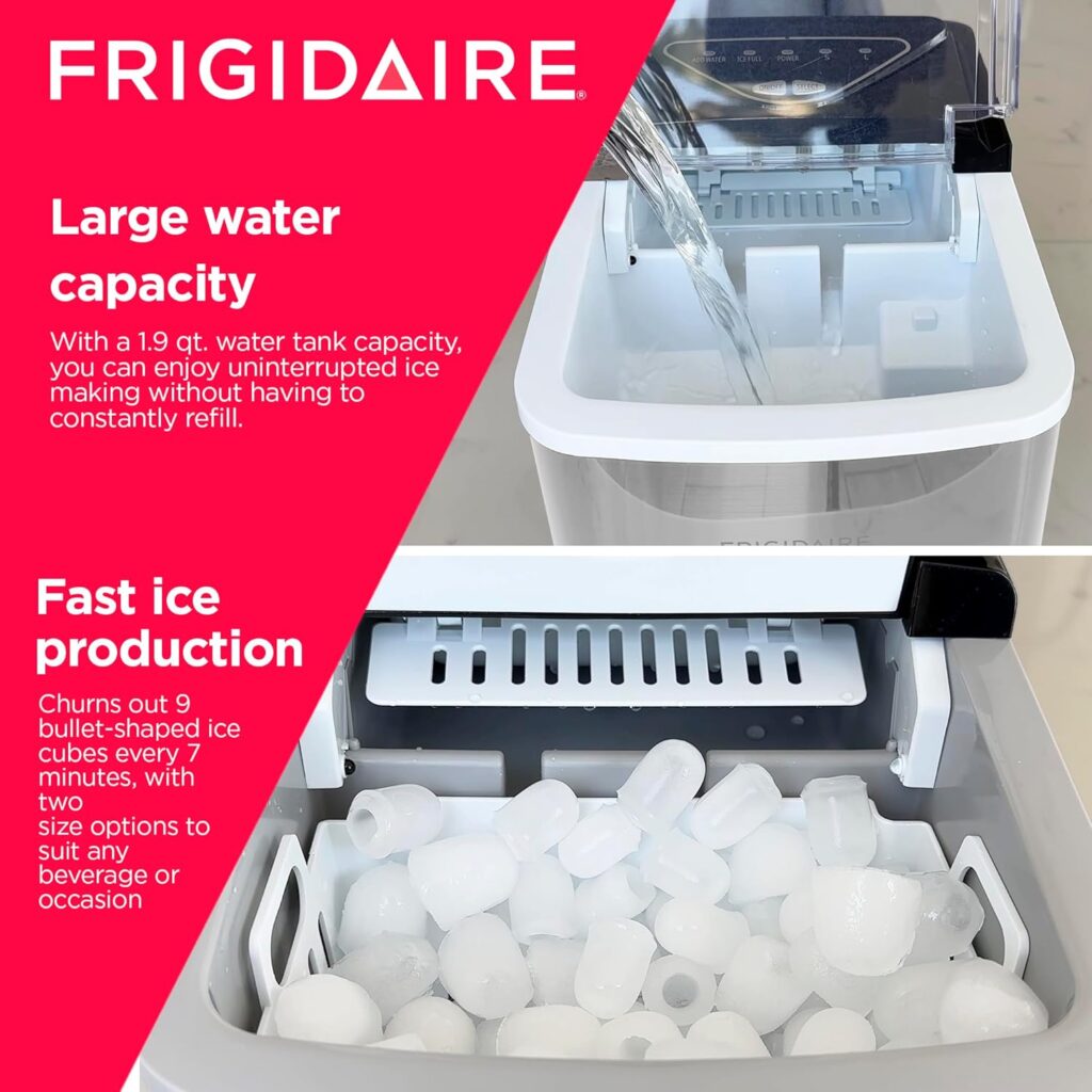 Frigidaire EFIC123-SS Counter Top Maker, Produces 26 pounds Ice per Day, Stainless Steel, Stainless