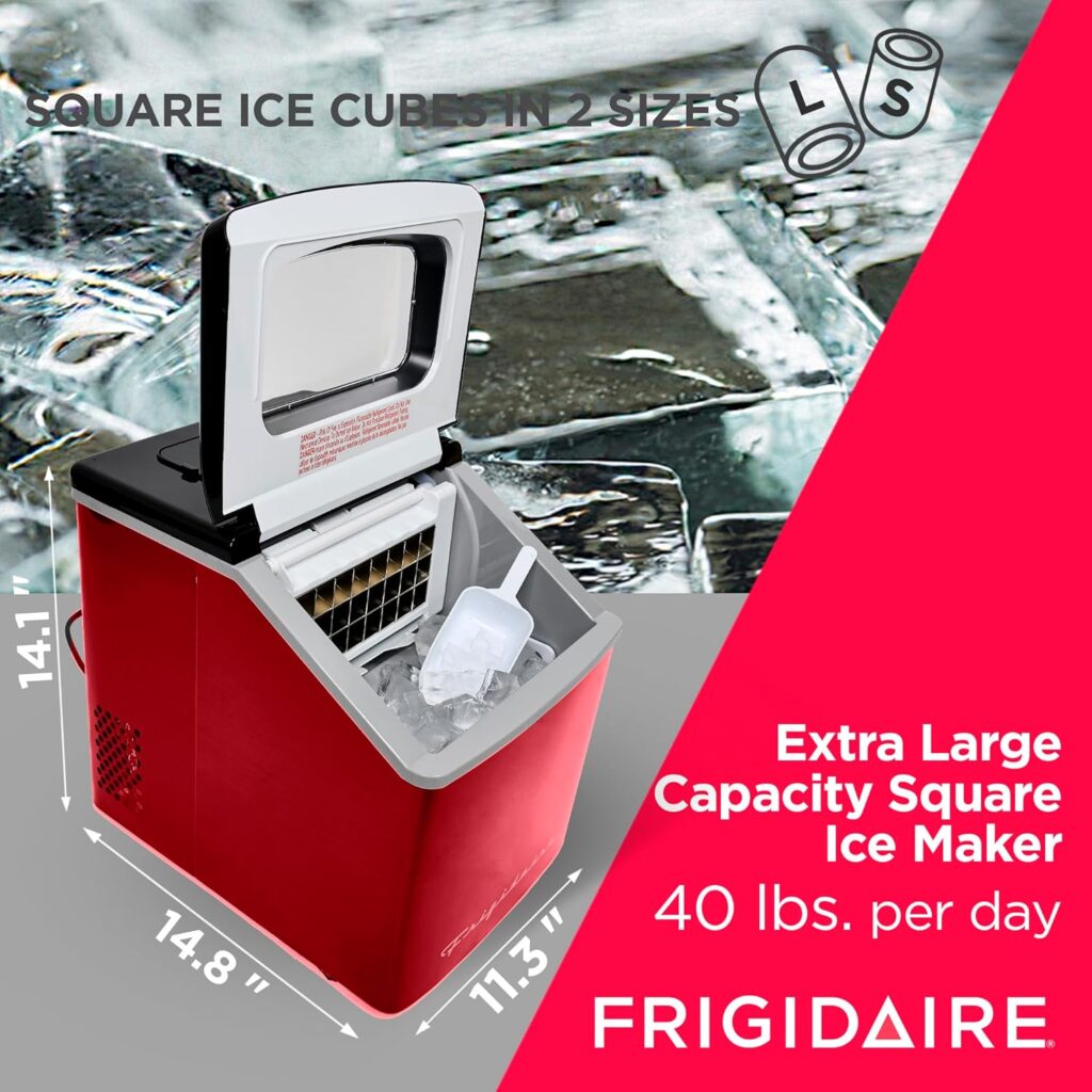 FRIGIDAIRE EFIC452-SS 40 Lbs Extra Large Clear Maker, Stainless Steel, Makes Square Ice