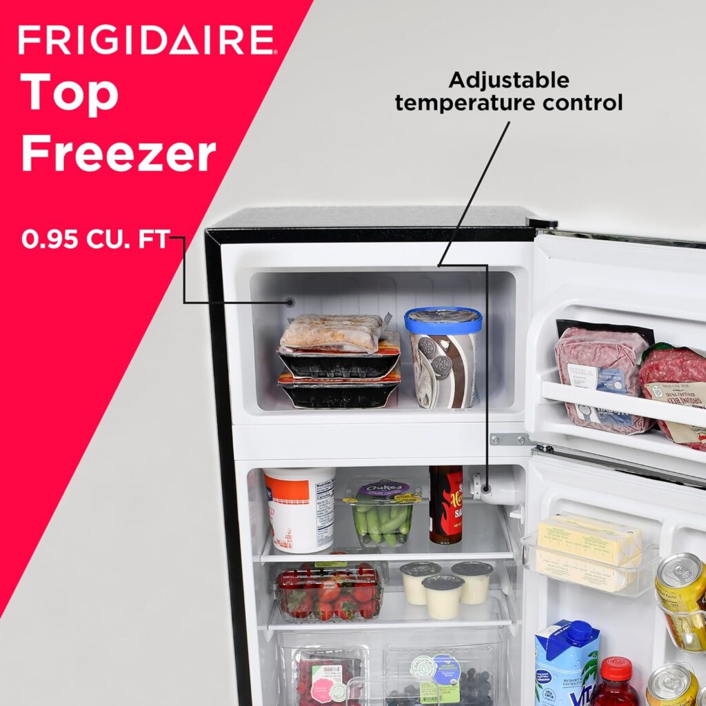 Frigidaire EFR341 Compact Small Top-Freezer Refrigerator, Stainless Steel Mini Bar Fridge Platinum Series-21.26 D x 17.83 W x 33.5 H, 3.2 cu ft Double Door