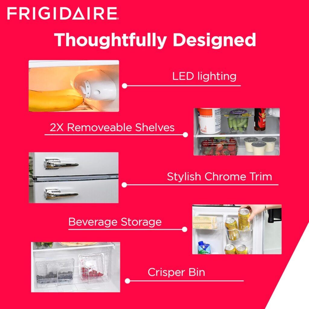 Frigidaire EFR341 Compact Small Top-Freezer Refrigerator, Stainless Steel Mini Bar Fridge Platinum Series-21.26 D x 17.83 W x 33.5 H, 3.2 cu ft Double Door