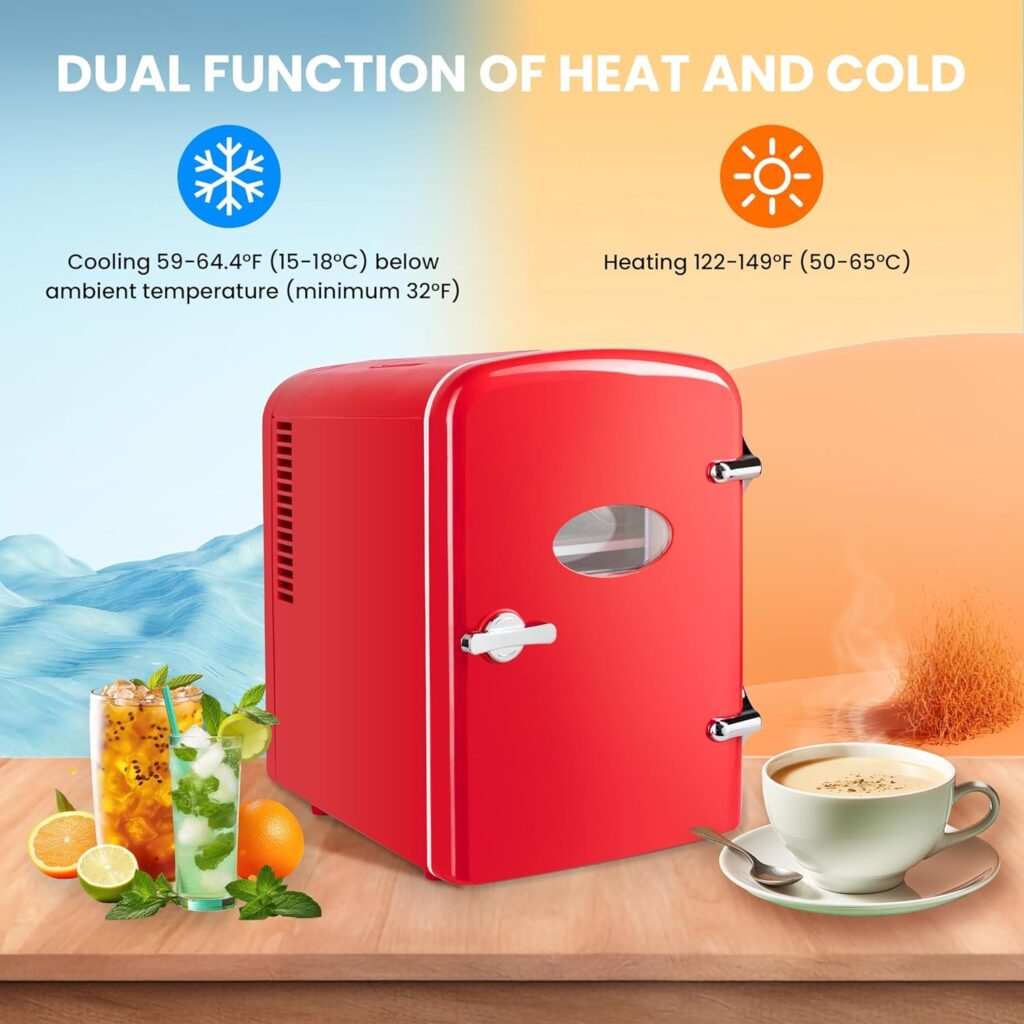 HealSmart 4L/6 Can Mini Fridge, Freon-Free Portable Cooler  Warmer Refrigerator for Skincare, New Pink