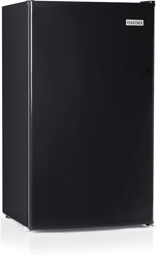 Igloo 3.2 Cu.Ft. Single Door Compact Refrigerator with Freezer - Slide Out Glass Shelf, Perfect for Homes, Offices, Dorms - Black