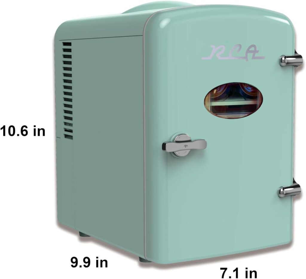 Mini Compact Beverage Refrigerator, Mint Green, Great for the office, keep small meals cool