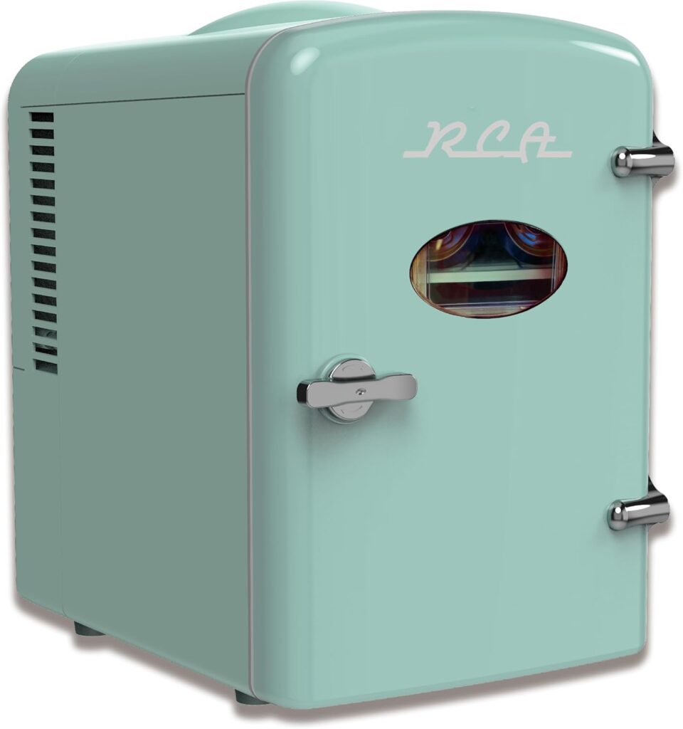 Mini Compact Beverage Refrigerator, Mint Green, Great for the office, keep small meals cool